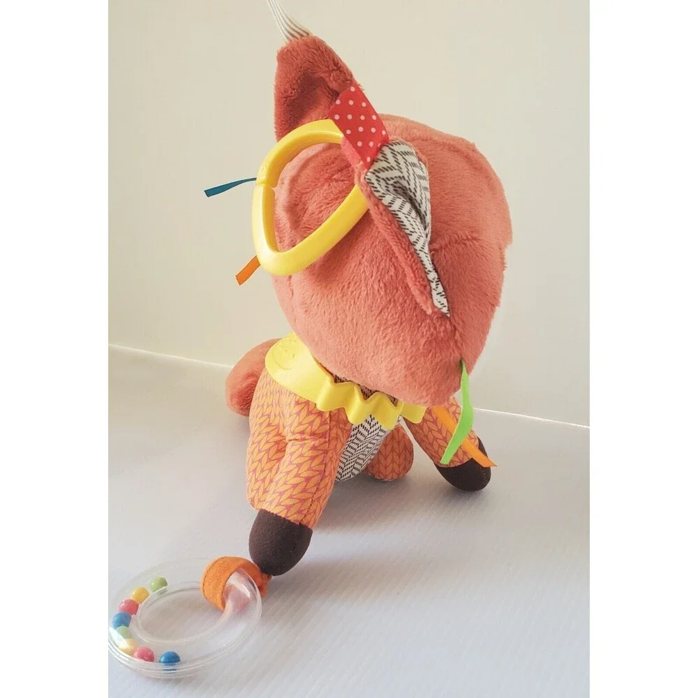 Skip Hop Bandana Buddies Activity Animal Fox Teething Rattle Baby Toy Clip N Go